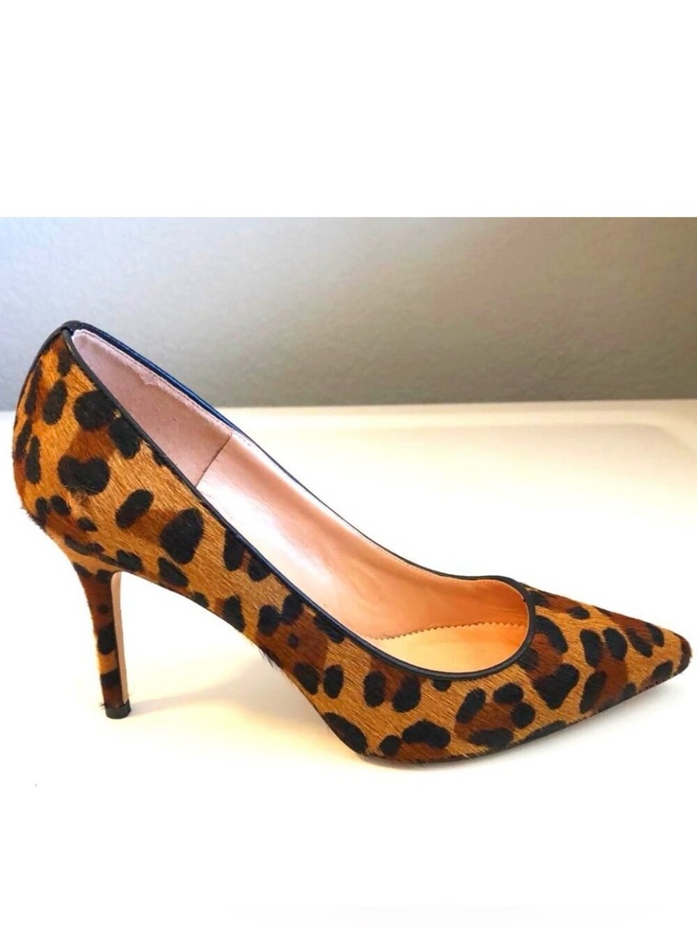J. CREW Italy Elsie Leopard Calf Hair & Leather Stiletto Pumps 8.5 MSRP $198